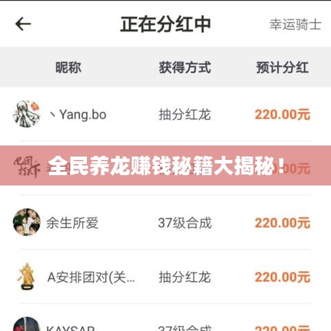 全民养龙赚钱秘籍大揭秘!